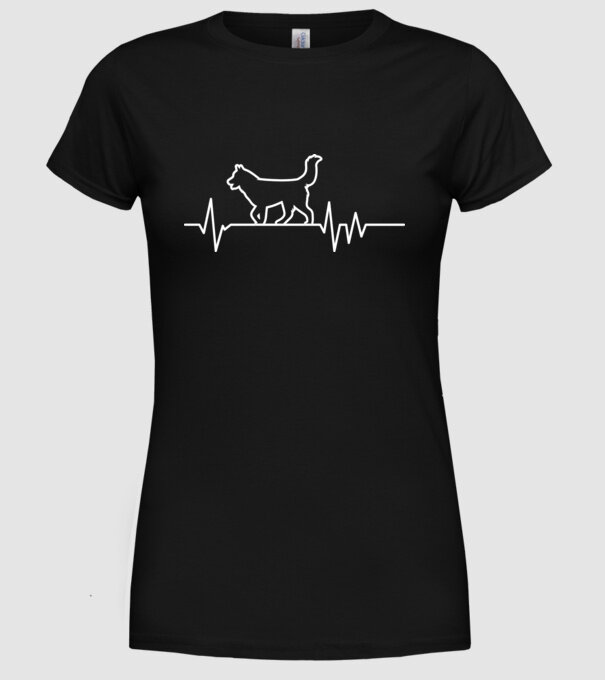 Heartbeat line Husky model negru pe tricou