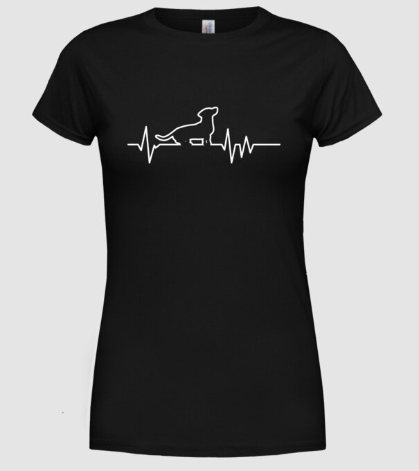 Heartbeat line Teckel model negru pe tricou