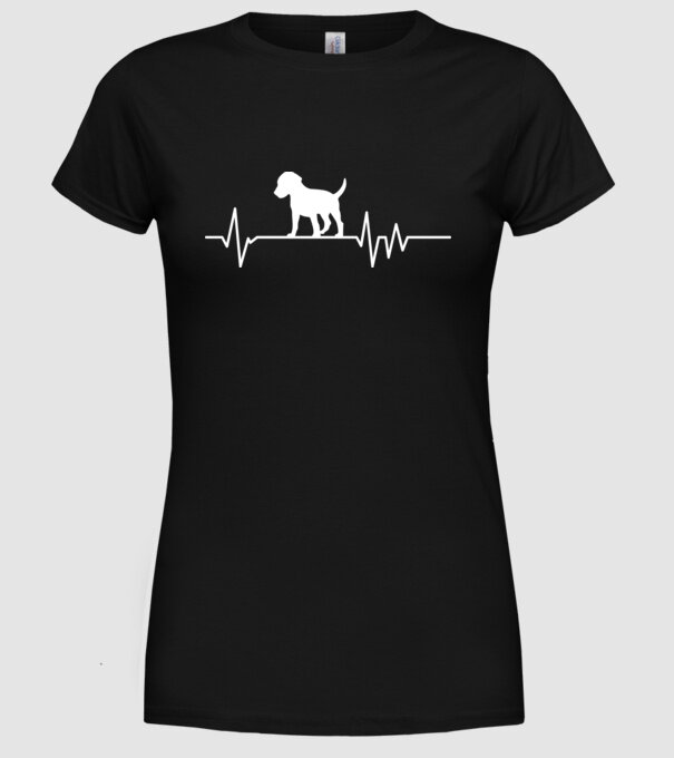 Heartbeat silueta Beagle model negru pe tricou