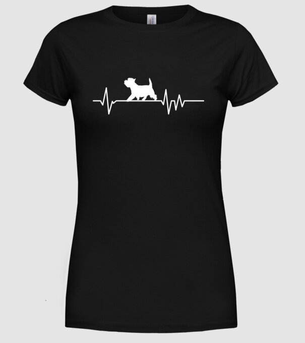 Heartbeat silueta Westie model negru pe tricou