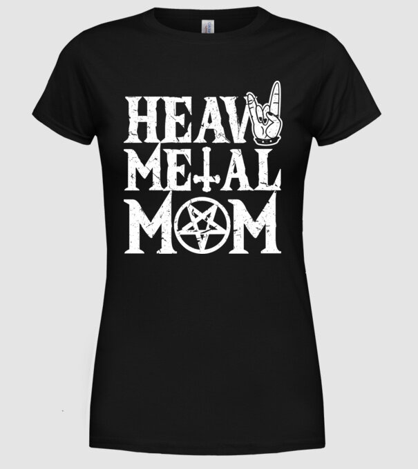 Heavy Metal Mom model negru pe tricou