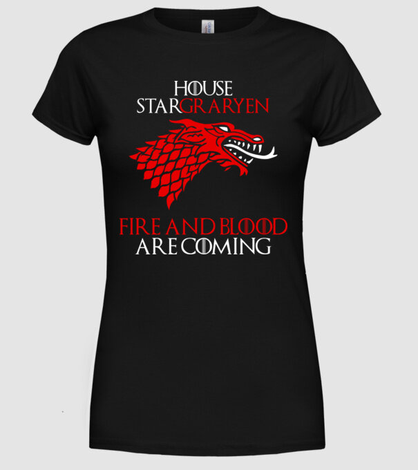 house stargaryen model negru pe tricou
