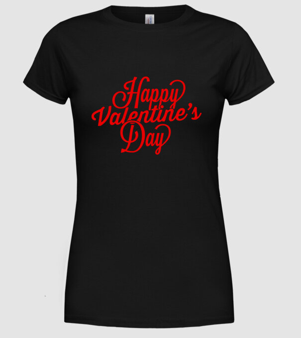 Happy Valentines day model negru pe tricou