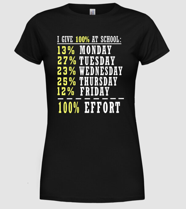 I give 100% at school model negru pe tricou