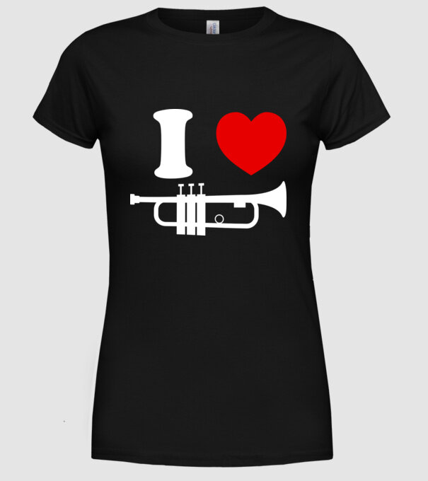 I heart trumpet model negru pe tricou