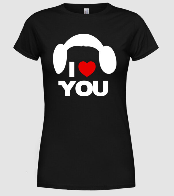 i love u model negru pe tricou