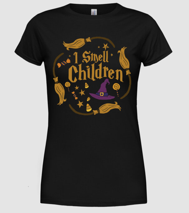 I smell children model negru pe tricou