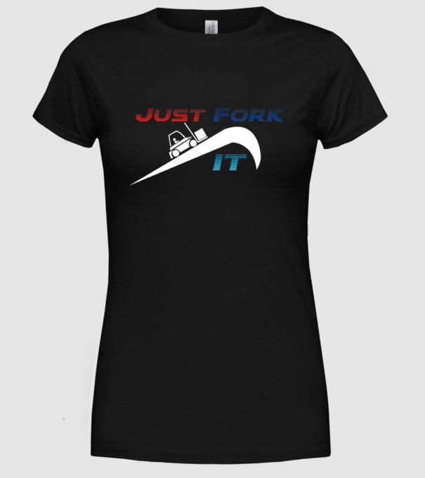 Just Fork It model negru pe tricou