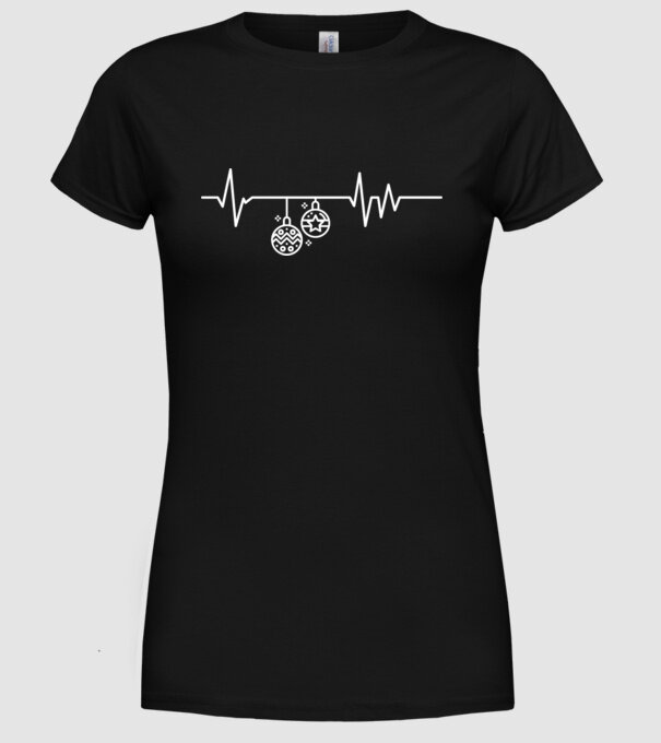 heartbeat Crăciun model negru pe tricou