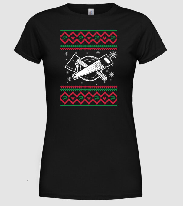 Model tricotat de Crăciun - tâmplar model negru pe tricou