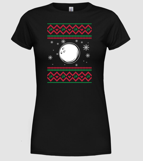 Model tricotat de Crăciun - bowling model negru pe tricou