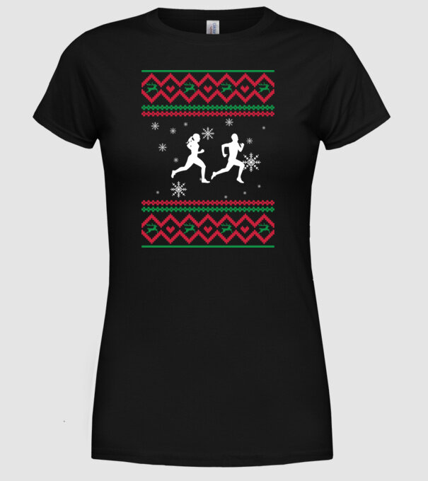 Model tricotat de Crăciun - alergători model negru pe tricou