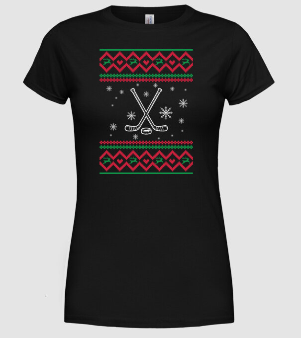 Model tricotat de Crăciun - hochei model negru pe tricou