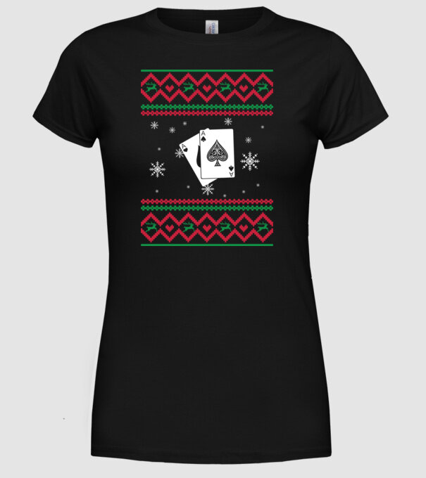 Model tricotat de Crăciun - poker model negru pe tricou