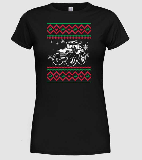 Model tricotat de Crăciun - tractorist model negru pe tricou