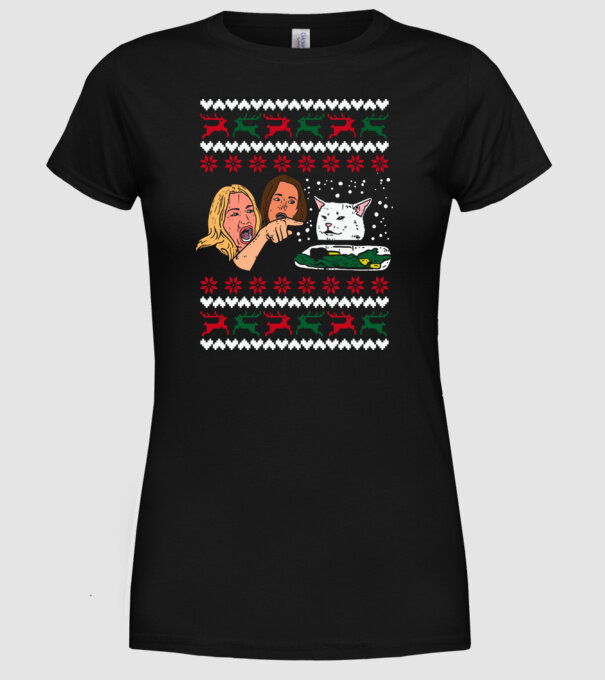 Pulovăr de Crăciun meme model negru pe tricou