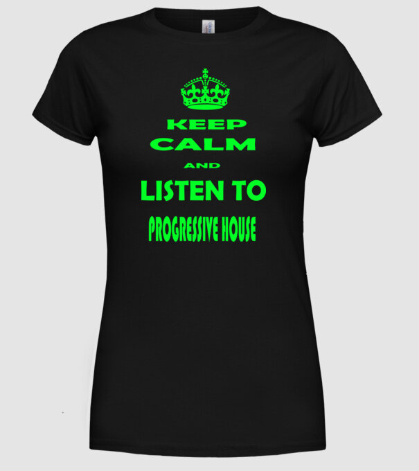 Keep Calm and Listen to prog-house model negru pe tricou