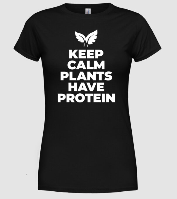 keep calm plant protein model negru pe tricou