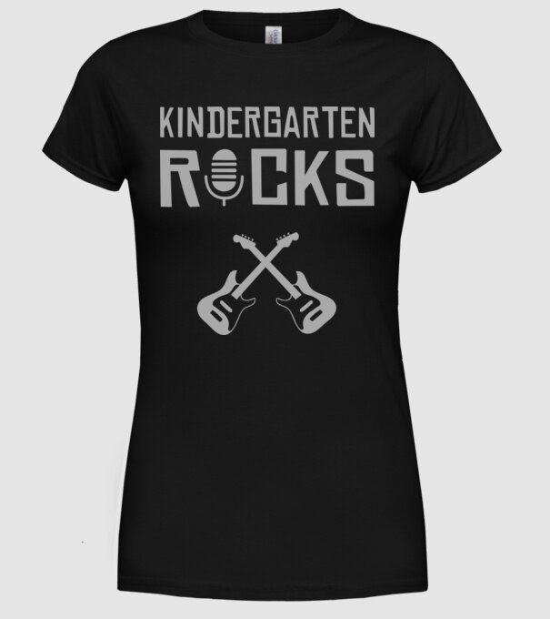 Kindergarten rocks model negru pe tricou