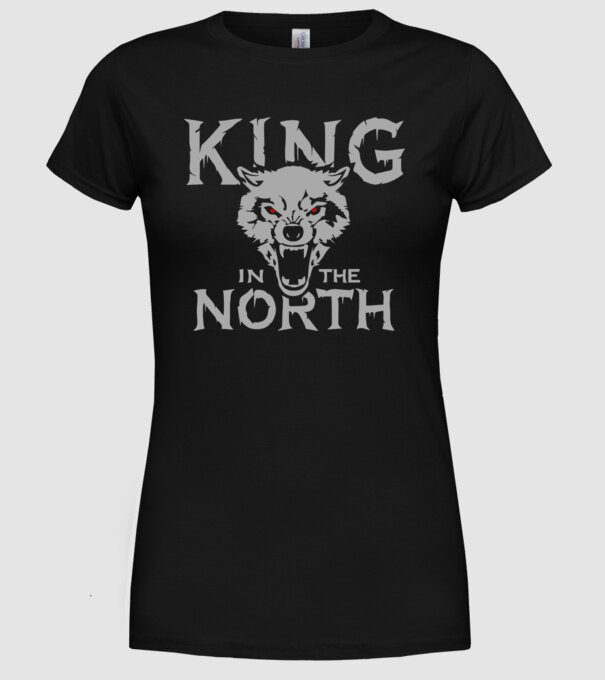 King In The Noth model negru pe tricou