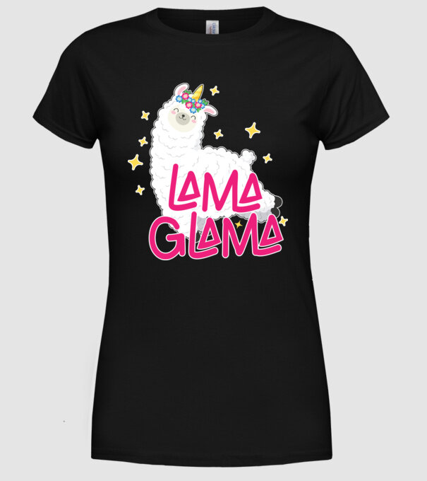 Lama glama model negru pe tricou