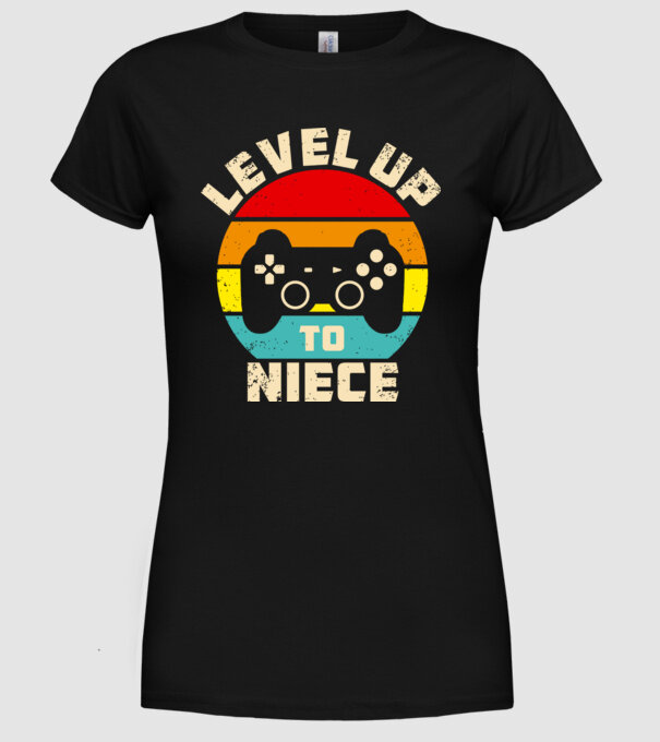Level Up Niece model negru pe tricou
