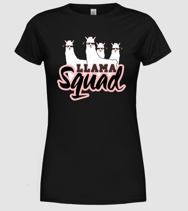 Llama squad model negru pe tricou