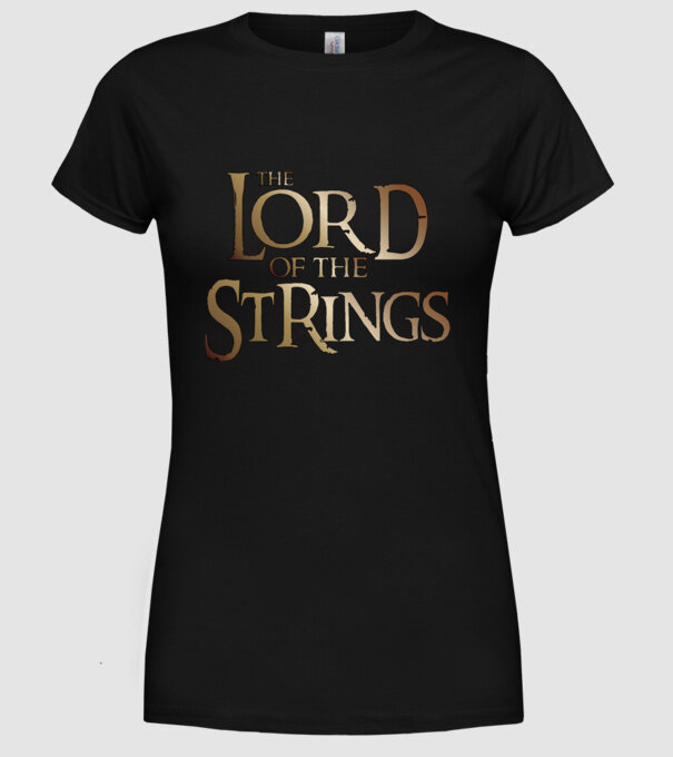 Lord of the Strings model negru pe tricou
