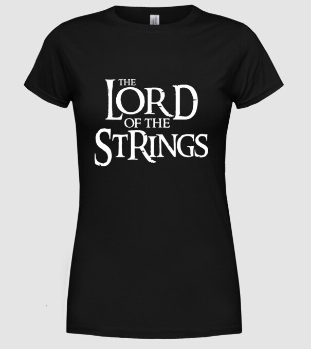 Lord of the Strings model negru pe tricou