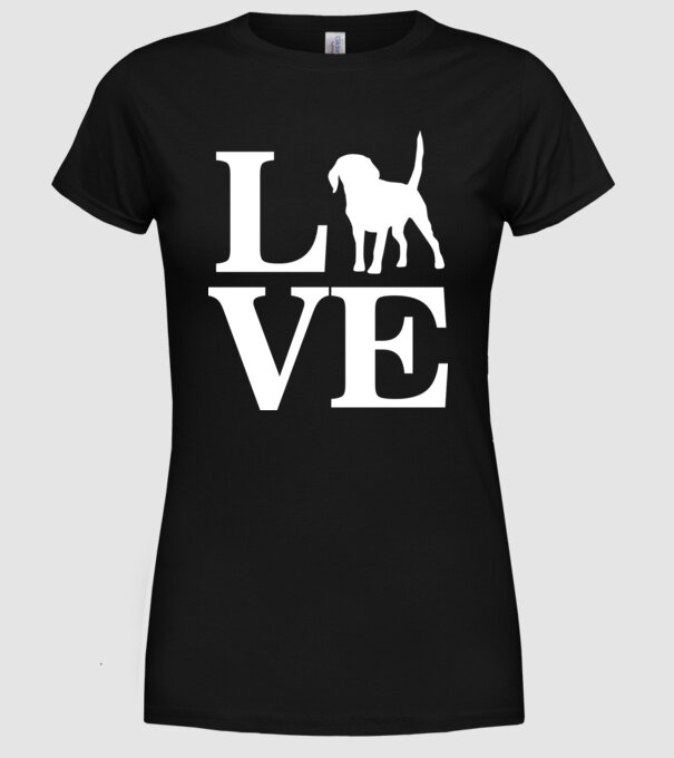 LOVE BEAGLE model negru pe tricou