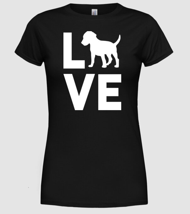 LOVE Beagle model negru pe tricou
