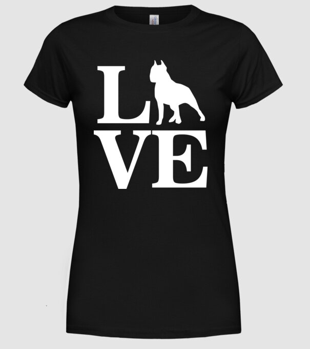 LOVE BULLDOG model negru pe tricou