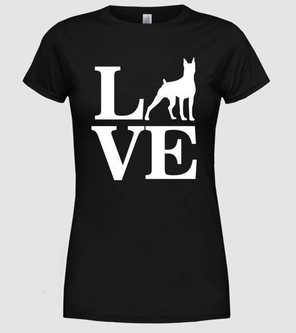 LOVE DOBBERMAN model negru pe tricou