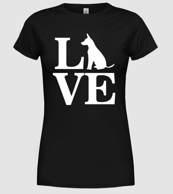 Love câini model negru pe tricou