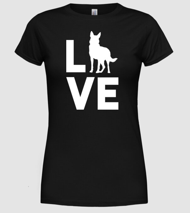 LOVE ciobănesc german model negru pe tricou