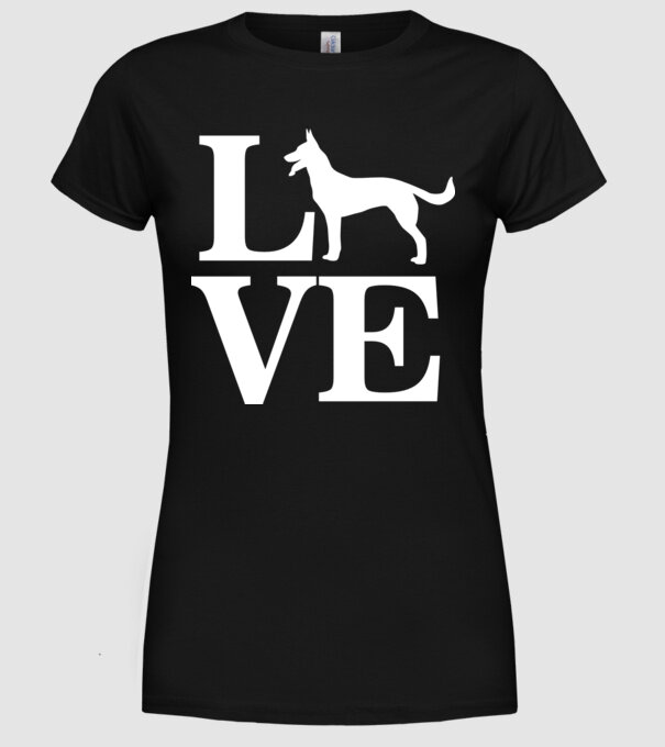 LOVE CIOBANESC GERMAN model negru pe tricou