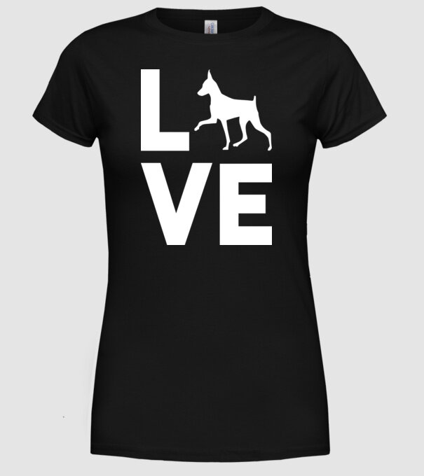 LOVE Pinscher model negru pe tricou