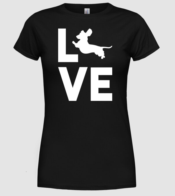 LOVE Teckel model negru pe tricou