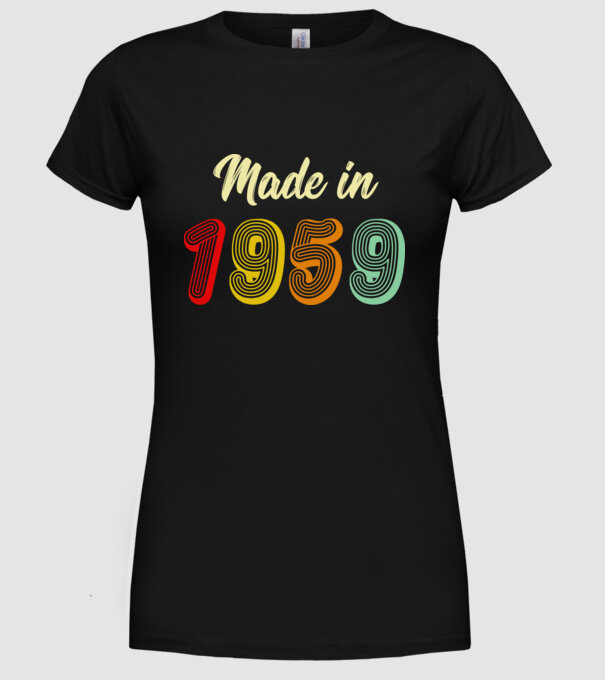 made in 1959 retro model negru pe tricou