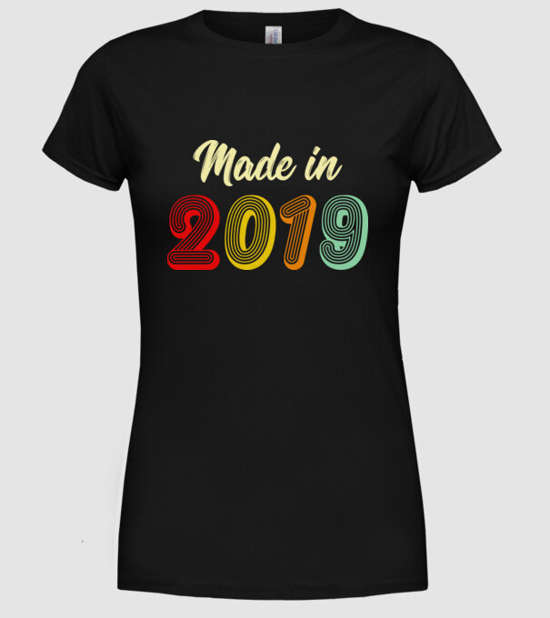 made in 2019 retro model negru pe tricou