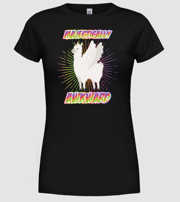 Majestically Awkward model negru pe tricou