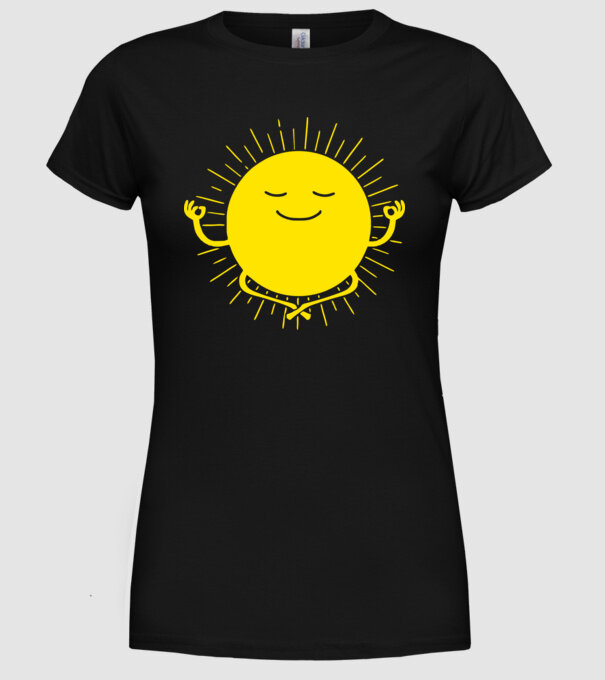 Soare meditând model negru pe tricou