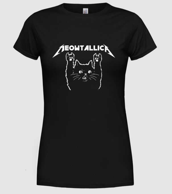 Meowtalica model negru pe tricou