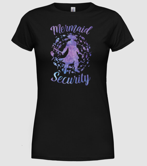 Mermaid Security boys aquarell model negru pe tricou