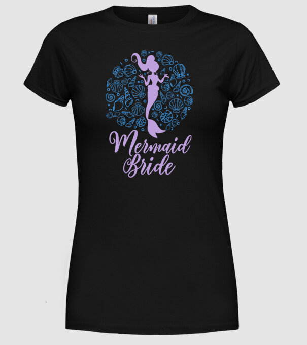 MermaidTeam Bride model negru pe tricou