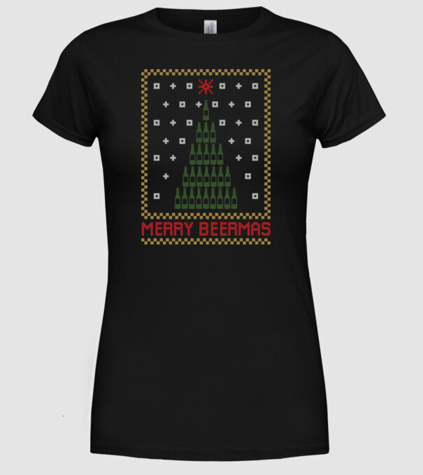 Merry Beermas model negru pe tricou