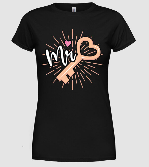 Mr key to the heart model negru pe tricou