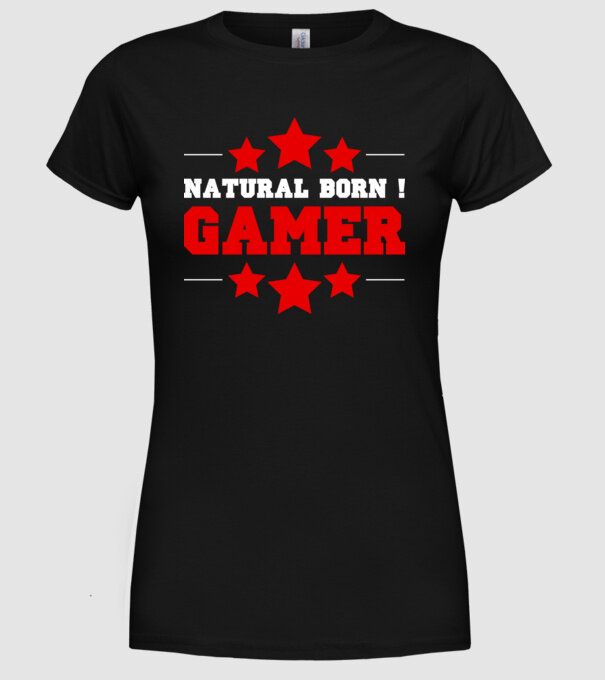 Natural born gamer model negru pe tricou