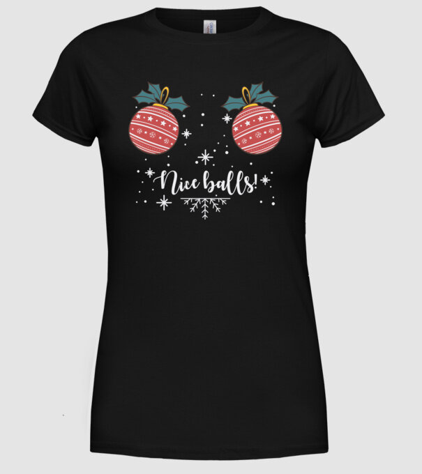 Nice Balls model negru pe tricou
