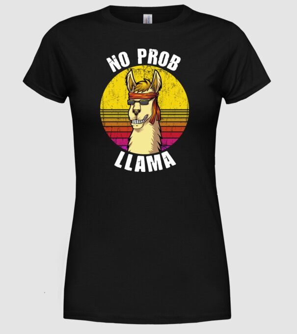 No Prob LLama - Láma model negru pe tricou